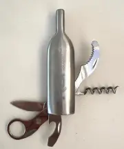 STAINLESS STEEL MULTI PURPOSE BAR TOOL CORKSCREW BOTTLE OPENER CORK OPENER KNIFE