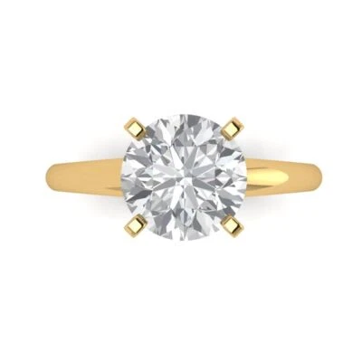 2.5Ct Round Cut White Sapphire Gold Solitaire Engagement Promise Statement Ring