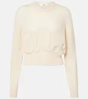[Chloe] Chloé Logo alpaca and silk sweater AU 10 white