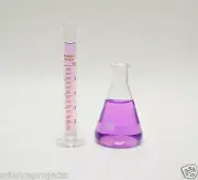 10mL Cylinder 100mL Erlenmeyer Flask Set Borosilicate Glass Graduated Lab New
