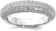 [JewelryWeb] 925 Sterling Silver Polished Prong set Rhodium Plated With CZ Simulated Diamond Ring Size 7 5.25mm Wide Band Style-Ring for Women
