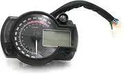 Black Speedometer Motorcycle Digital Tachometer Odometer LCD Backlight Dashboard Gauge Mount Holder Hour Meter Universal Motorcycle Trip Meter