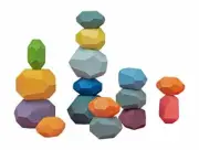 16 Balancing Wooden Blocks Multicolored Stacking Stones