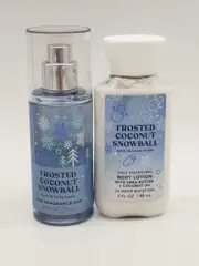 Bath & Body Works Travel size Frosted Coconut Snowball Set Mist and Body Lotion
