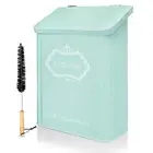 Green Metal Magnetic Lint Bin For Laundry Room With Lid & Bonus Lint Brush