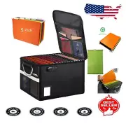 Impact-Resistant File Cabinet Box - Fireproof & Water-Resistant with 5 Folders