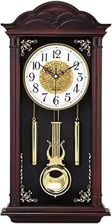 Retro Wall Clocks Grandfather Wood Wall Clock with Chime Pendulum Wood Traditional Clock, Silent Wall Clock 26in Classic Chiming Wall Clock with Swinging Pendulum