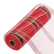 10 Inch Glitter Poly Burlap Mesh for Wreath Ribbon 10 Yard Red & Green