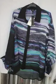 NWT Buffalo David Bitton Hi-Lo Combo Button-Up blouse size small $69 MSRP