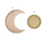 Wooden Serving Tray Rustic Tableware Dessert Dish Moon for Sun Shape Jewelry Pla