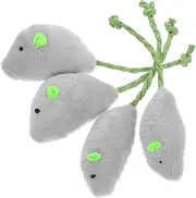 COSMEVIVI 4pcs Realistic Plush Mouse Cat Interactive Teething Chew for Indoor Cats with Wobbling Mechanism Engaging Simulation Mice for Exercise and Playtime Entertainment