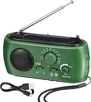 FOMIYES Solar Emergency Radio - AM FM Weather Alert Radio with Hand Crank, LED Flashlight and USB Charging - Survival Kits Essential