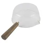 (600ml)Glass Milk Pot With Wooden Handle V Shaped Spout Noodles Saucepan Home US