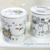 在飛比找樂天市場購物網優惠-【吉澤深雪】日本精巧貓咪馬克杯三件組(可泡茶)-鮮花