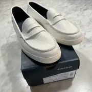 Cole Haan Nantucket LFR II Women’s 10.5 B Penny Loafer White Pebble Leather New