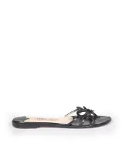 Black Leather Cut-Out Butterfly Sandals