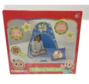 NEW! Cocomelon 3pc Tent Set with Pillow and Flashlight, Blue, Unisex, Toddler
