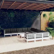 12 Piece Garden Lounge Set with Cushions White Pinewood vidaXL