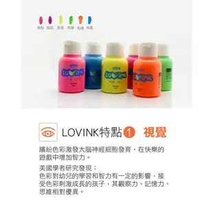 娃娃國【台灣 LOVINK】(即期5/6)手指畫顏料-螢光六色組 (亮黃/亮綠/亮藍/亮紅/亮紫/亮橘).手指膏.可水