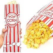 Popcorn Bags 500 Pack. Coated for Leak/Tear Resistance. Single Serving 2oz Paper Sleeves in Nostalgic Red/White Design. Great Movie Theme Party Supplies or Old Fashioned Carnivals & Fundraisers!