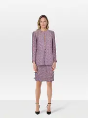 Purple Diamond Pattern Jacket & Skirt Set