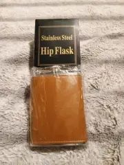 Brown Faux-Leather Wrap Stainless Steel Hip Flask (8 oz.) Convenient Discreet