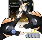 LED Flashlight Gloves, Fingerless Light Gloves Gadget, 1 Pair With Batteries