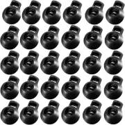 30Pcs Ball Shape Plastic Cord Locks End Spring Toggle Stopper, Single Hole Elast