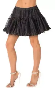 ADULT WOMENS BLACK DELUXE PETTICOAT SKIRT HALLOWEEN COSTUME ACCESSORY