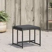 Garden Stools with Cushions 4 pcs Black Steel and Textilene Patio Foot Rest