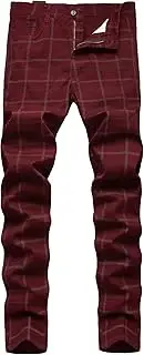 [Keevoom] Mens Stretch Skinny Flat-Front Fashion Style Comfy Solid Casual Slim Fit Business Dress Chinos Pants