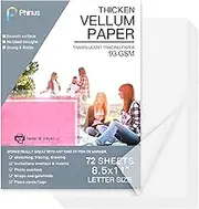 Phinus 72 Sheets Translucent Vellum Paper 8.5 x 11, Printable Vellum Jackets Vellum Paper for Invitations, Tracing Paper for Drawing Sketching, Invitation Belly Bands, Gift Box Liners, White