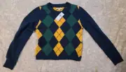 NWT AMERICAN EAGLE WOMEN'S MULTICOLOR COTTON ARGYLE PULLOVER SWEATER SIZE S