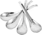 OKUMEYR 4Pcs Stainless Steel Caviar Spoons Set Slotted Soup Spoons for Easy Straining Cooking Utensils for Home Restaurant for Sauces Soups