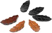 PEPLAYTAL 4pcs Leaves Shape Chopsticks Holder Black Wood Chopstick Rest for Home Dining Present for Housewarming and Table Decor