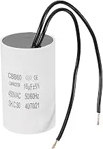 uxcell 16uF CBB60 Running Capacitor, Run Capacitor with 2 Wires, AC 450V Start Up Motor with Frequency of 50Hz/60Hz, Suitable for Air Compressors Pumps, White
