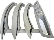 Automotive Interior Door Handles for BMW X5 X6 E70 E71 2007-2014 7piece Set LHD RHD Interior Door Window Switch Panel Pull Handle with Leather Cover(RHD Set Gray)