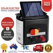 5km Solar Power Electric Fence Energiser Power Chargers Cable 0.15J Farm Fencing