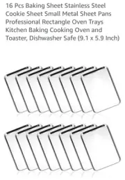 16 Pcs Baking Sheet Stainless Steel Cookie Sheet Small Metal Sheet Pans Profe...