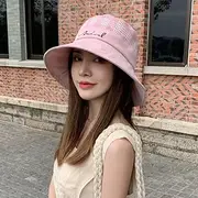 [Ling88] Plaid Bucket Hats Women Summer Sunscreen Panama Hat Wide Brim Foldable Anti-Uv Sun Caps Outdoor Travel Fisherman Hat Beach Cap,Sun Hat Big Brim Hat-5
