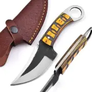 Fixed Blade Hunting Knife-Handmade Bushcraft Knife Carbon Steel Knife With Cover