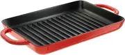 Lodge Enamel Cast Iron Grill Pan, 12.5” x 8” (Red)