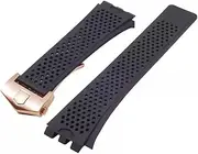 KTKBXUDMUL Silicone Watch Band for TAG HEUER Carrera Series Watch Strap for Men's Concave Convex Interface Watchband Black Bracelet 22MM(Black-Rosegold)
