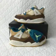 Air Jordan 4 Retro (TD) Shoes Toddler Kids SZ 9C Cacao Wow/Geode Teal FB2215-200