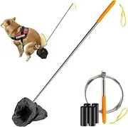LIULANZ Long Handle Telescopic Pooper Scooper for Small Medium Large Dogs,Clean Hands Sanitary 55in Portable Foldable Pet Supplies When Walking Dog, with 120 Waste Bags. (Large)