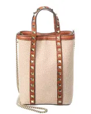 Valentino Rockstud Canvas & Leather Tote