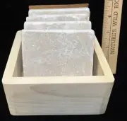 Botticino Marble Tile Coasters Craft Unfinished Set 4 Cork Back w/ Wooden Holder