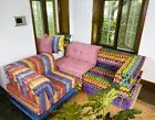 French Daybed Mah Jong Sofa Modular Sectional Sofa Couch Pink Purple Full Set