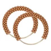 2Pcs Purse Handle, Imitation Pearl Beaded Handbag Straps for DIY Bag, Brown