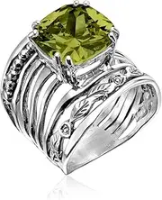 [JEAN RACHEL JEWELRY] 925 Sterling Silver Ring with 12mm Cushion Cubic Zirconia - CTTW 13.2 Prong & Facet Cut Vintage Design - Hypoallergenic, Nickel & Lead-free - Artisan Handcrafted Designer Collection